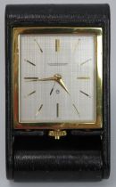 A Jaeger Le Coultre travel clock, 20th century. With an eight day movement, silvered rectangular