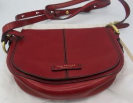 A Bridge red leather saddle style shoulder bag. (Italian). Condition report: Good condition.