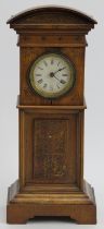 A miniature walnut long cased clock, late 19th/early 20th century. Traces of gilding to etched