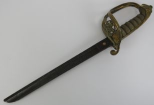 Militaria: A Victorian infantry officer’s sword. With a wire bound fish skin grip and VR cipher to