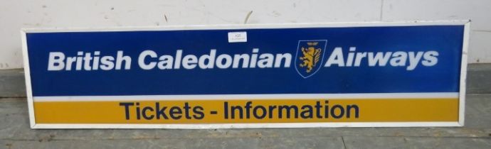 A vintage light box for "British Caledonian Airways Ticket-Information", 94cm long (sold