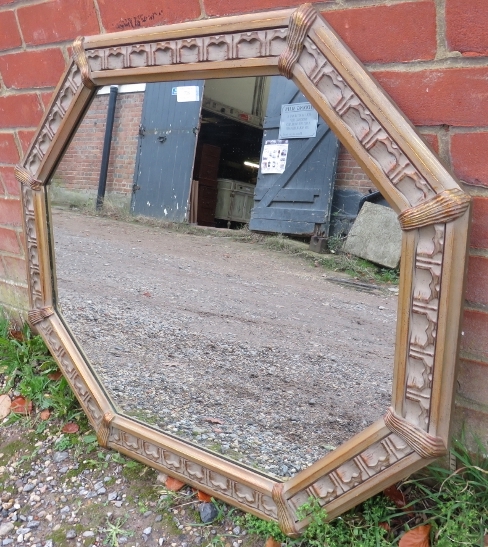 A decorative period-style octagonal wall mirror, 20th century, gilt and paint effect finish. 90cm - Image 2 of 2