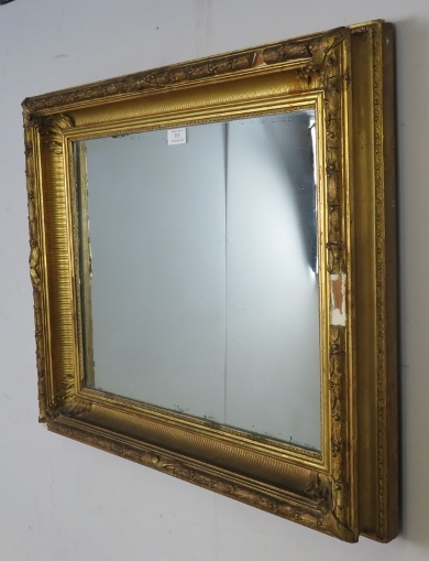 A 19th century gilt gesso wall mirror, relief moulded foliate and fluted decoration, some losses, - Image 2 of 2