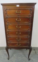 An Edwardian mahogany music chest, on acanthus carved cabriole legs. W56cm H121cm (approx).