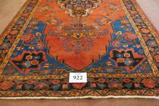 A North West Persian Malayer rug, central Medallion on salmon ground. 240cm x 135cm. Condition