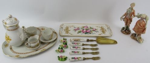 A collection of British and European porcelain items, early 20th century. Notable items include a