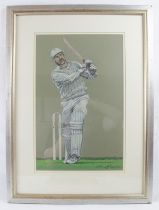 Kenneth Taylor (Artist and former cricketer, b. 1935) - 'Graham Gooch batting', pastel and