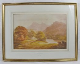 Attributed to Francis Nicholson (1753-1844) - 'Mountainous river landscape', watercolour, bears name