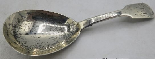 A mid 19th century silver caddy spoon, York makers James Barber & William North. Approx weight 0.