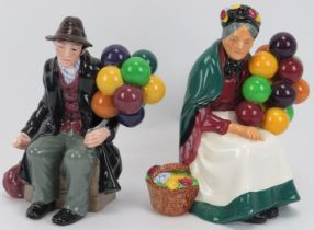 Two Royal Doulton ceramic figurines entitled ‘The Balloon Man’ and ‘The Old Balloon Seller’, 20th