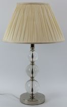 A Laura Ashley glass and chromed metal table lamp and shade. 58 cm total height. Condition report: