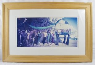 Contemporary School - 'Funeral procession', print, 34cm x 71cm, framed. Condition report: No issues.