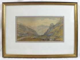 Philip Mitchell (1814-1896) - 'Extensive Mountainous landscape with figures and cattle',
