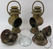 Two vintage Gamages of London ‘Nulite’ brass lamps. (2 items) 35.5 cm height. Condition report: Some