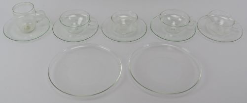 Bauhaus school: A clear glass matched part tea service by Wagenfeld for Jenaer, Germany, circa