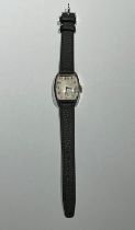 A vintage Gentleman’s Art Deco silver wristwatch, circa 1920’s/30’s. With blue steel hands and a