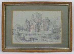 Attributed to William Roe (Irish, c.1800 - c.1860) - 'Holy Cross Abbey, Ireland', pencil drawing,