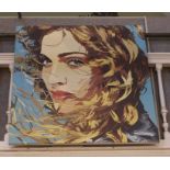 A large canvas print depicting Madonna