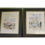 Tim Bulmer - 2 original motoring water colours in gallery mounts and frames. .