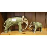 Two probably continental glazed porcelain elephants