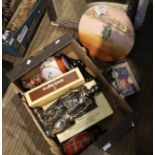 A box of useful and domestic items various, to include marbles, coinage, and a large Royal Doulton c