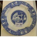 Ferry Bridge blue & white plate, classical decoration, Estruscal design