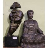 A Buddha & bronze face