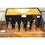 A complete set of solid brass cast Lewis chess men