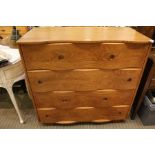 A probable Portuguese four drawer chest with undulating funky drawer fronts