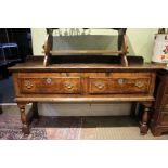 A 19th century oak two drawer dresser base good proportions.