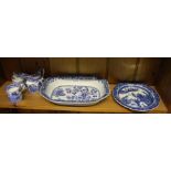 A selection of 19th century blue and white to include Spode