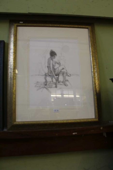A John Cooke original pencil study of a seated female signed and dated 2000 in plain double mount.