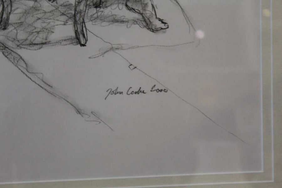 A John Cooke original pencil study of a seated female signed and dated 2000 in plain double mount. - Image 3 of 3