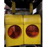 Two unused yellow Traffic Signs/oil lamps with orange lenses by Chalwyn