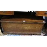 a 19th century elm box coffer with internal candle box