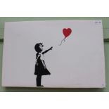 A "Banksy" type picture, girl with balloon.
