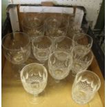 A box containing two sets of cut drinking glasses.