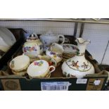 A selection of china table wares including Royal Crown Derby and Worcester.