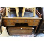 An Edwardian inlaid writing desk with gallery surround and leather top.