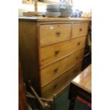 A Victorian aesthetic two over three light oak chest of drawers.