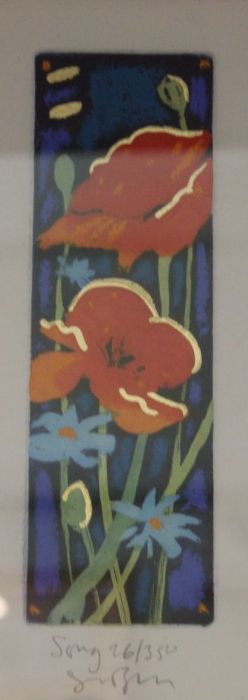 After John Holt, two limited edition continental scenes, with a print of stylised flowers. - Image 5 of 5