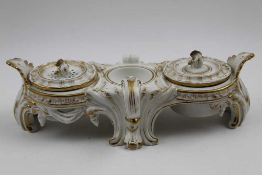 A 19th century Royal Porcelain Factory, Berlin (KPM) porcelain standish