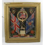 A Victorian "Royal Warwickshire" regimental needlework panel.