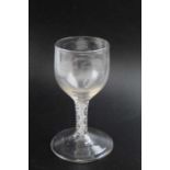 An 18th century wine glass, cotton twist stem and conical foot, the bowl engraved "M Ann Cary, the g