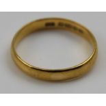 A 22ct gold plain wedding band, 3.8g