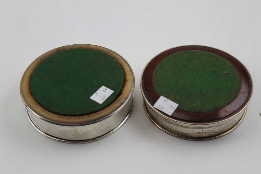 Two Georgian design silver bottle coasters, with turned wood bases, both late 20th century - Image 5 of 5