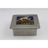Considered to be Charles Fleetwood Varley (1863-1942), a Tudric pewter box, the hinged lid inset an