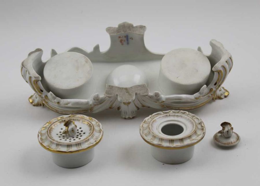 A 19th century Royal Porcelain Factory, Berlin (KPM) porcelain standish - Image 2 of 3