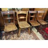Four 19th century Elm seated Oxford bar backed chairs.