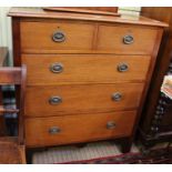An Edwardian mahogany five drawer chest with satin wood inlay and original ring drop handles.
